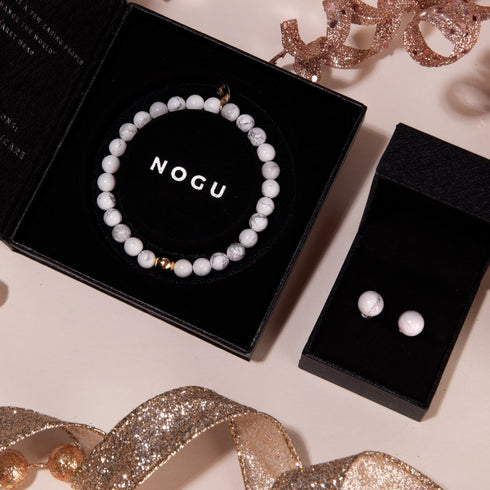 Howlite | Argent sterling .925 | Bracelet de perles de pierres précieuses de guérison