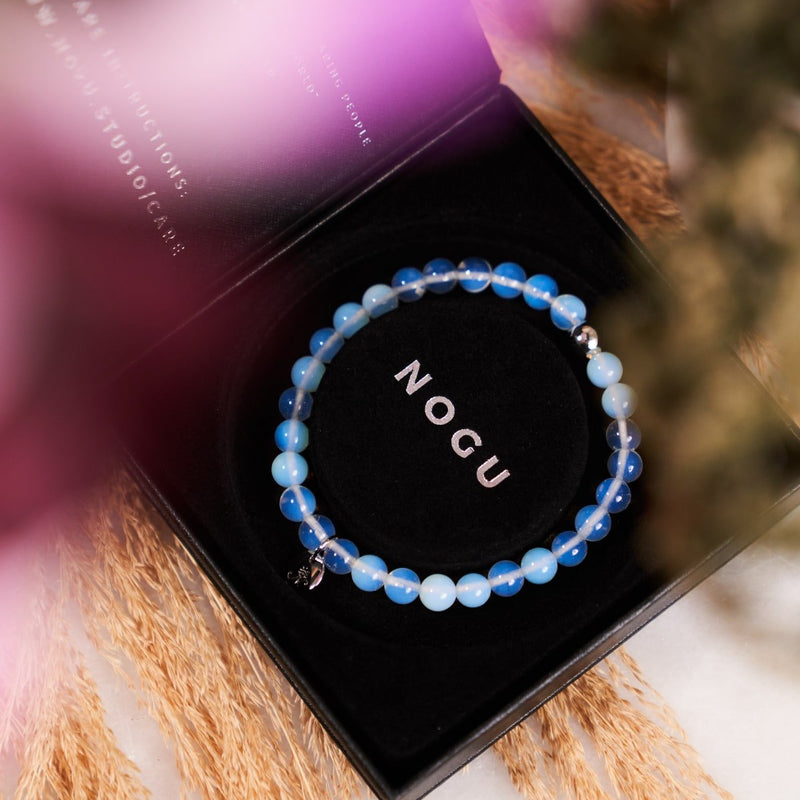 Opal Moonstone | .925 Sterling Silver | Healing Gemstone Bead Bracelet