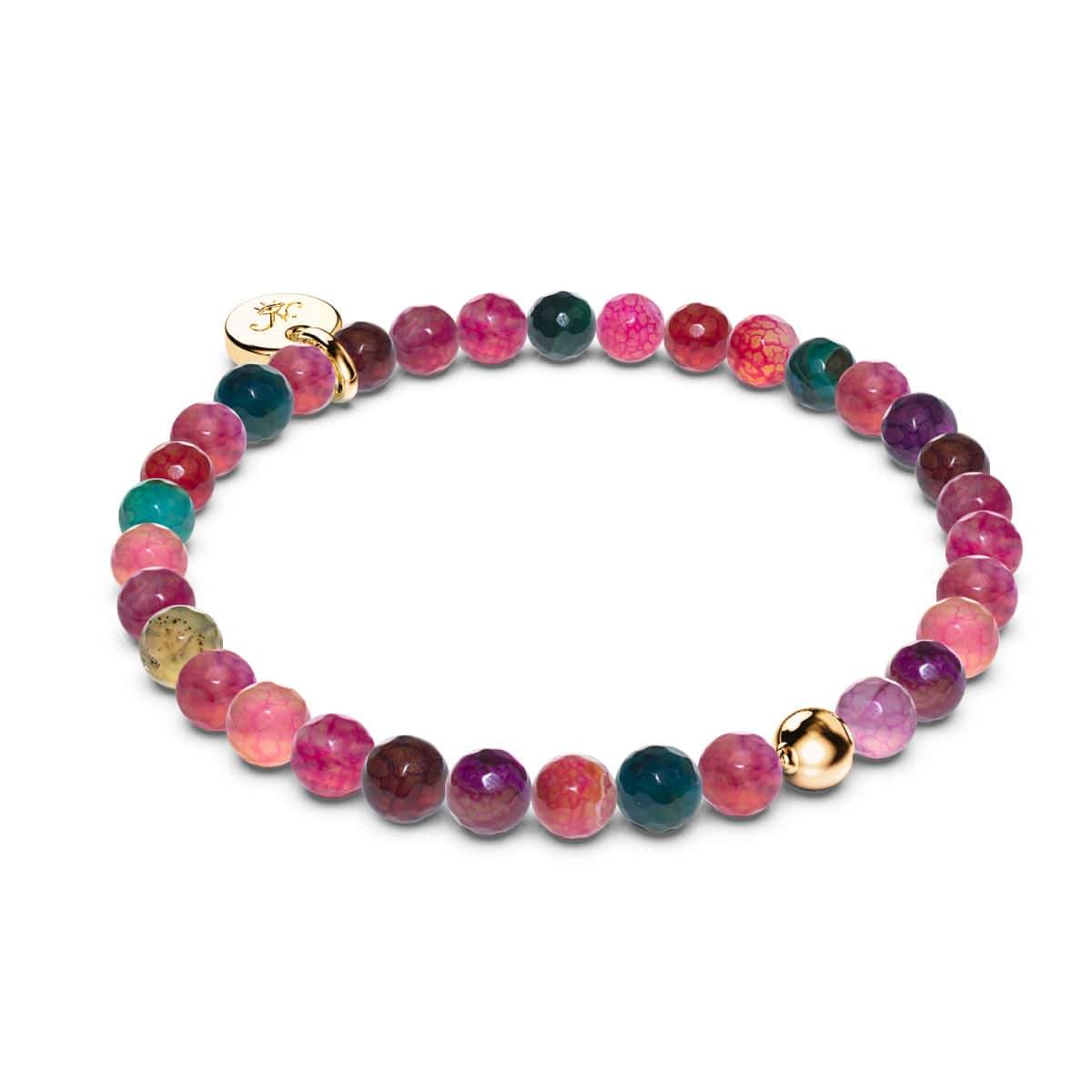 Agate arc-en-ciel | Or Vermeil .925 | Bracelet de perles de pierres précieuses de guérison