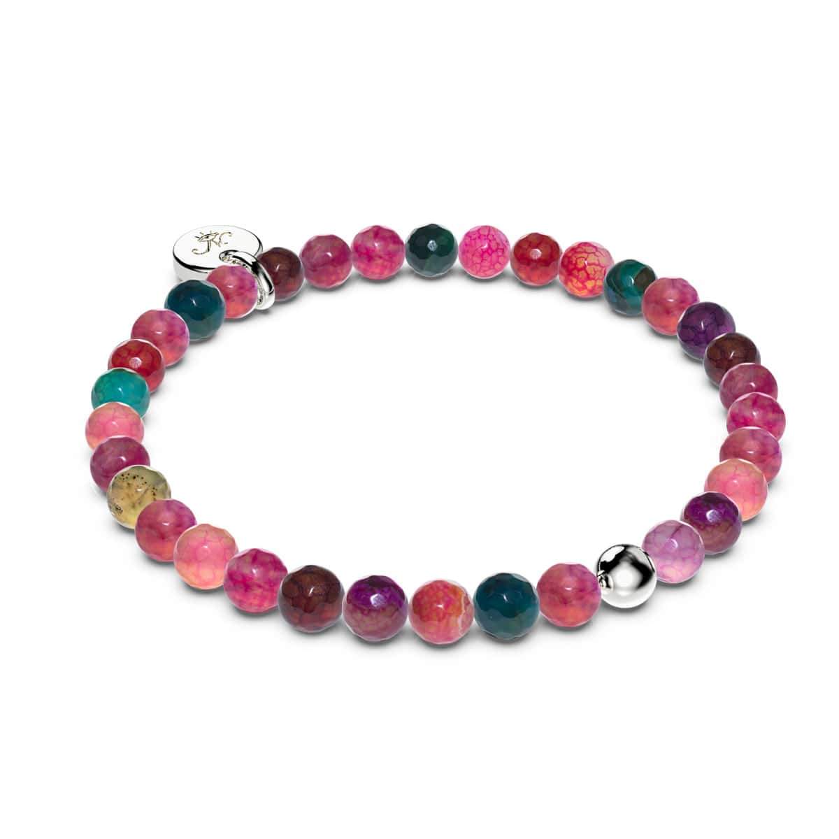 Agate arc-en-ciel | Argent sterling .925 | Bracelet de perles de pierres précieuses de guérison