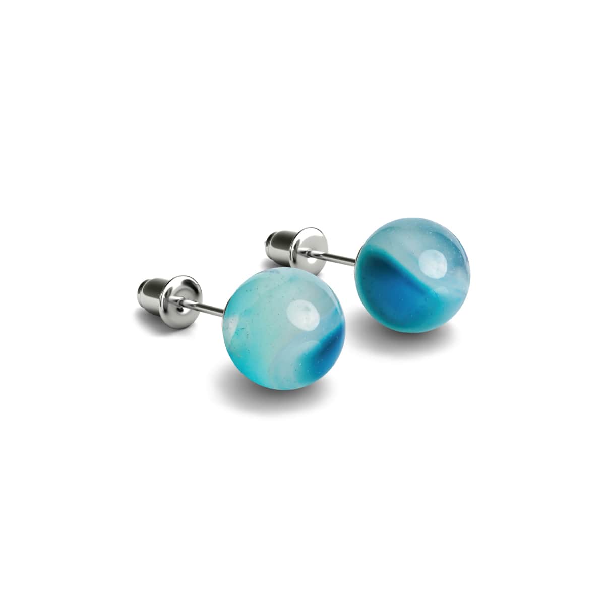 Agate Ligne Bleue | Argent sterling .925 | Boucles d'Oreilles Pierres Précieuses