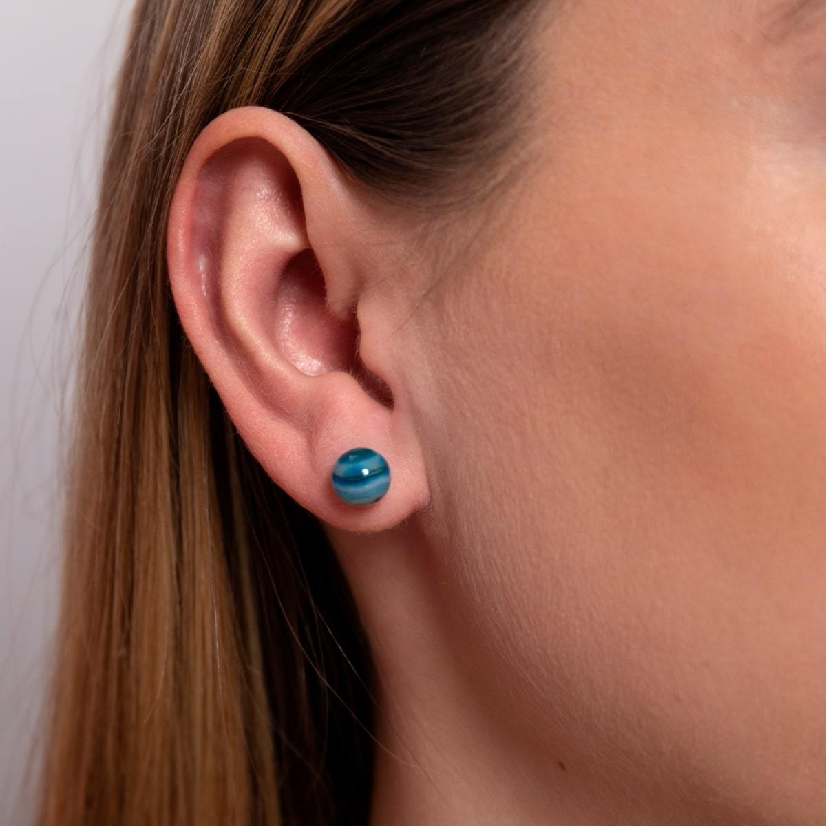 Agate Ligne Bleue | Argent sterling .925 | Boucles d'Oreilles Pierres Précieuses