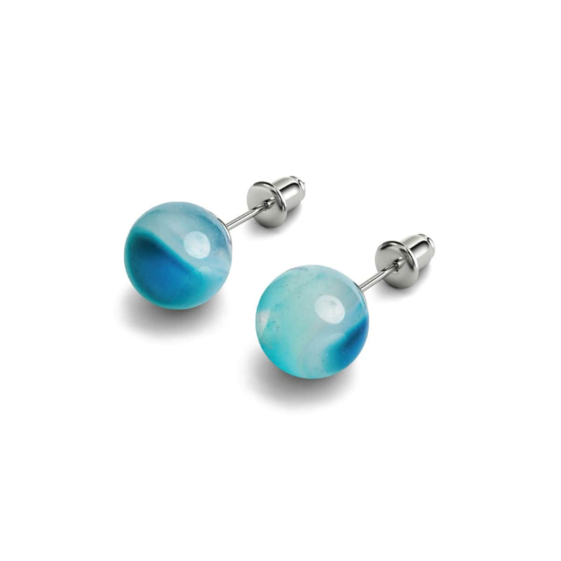 Agate Ligne Bleue | Argent sterling .925 | Boucles d'Oreilles Pierres Précieuses