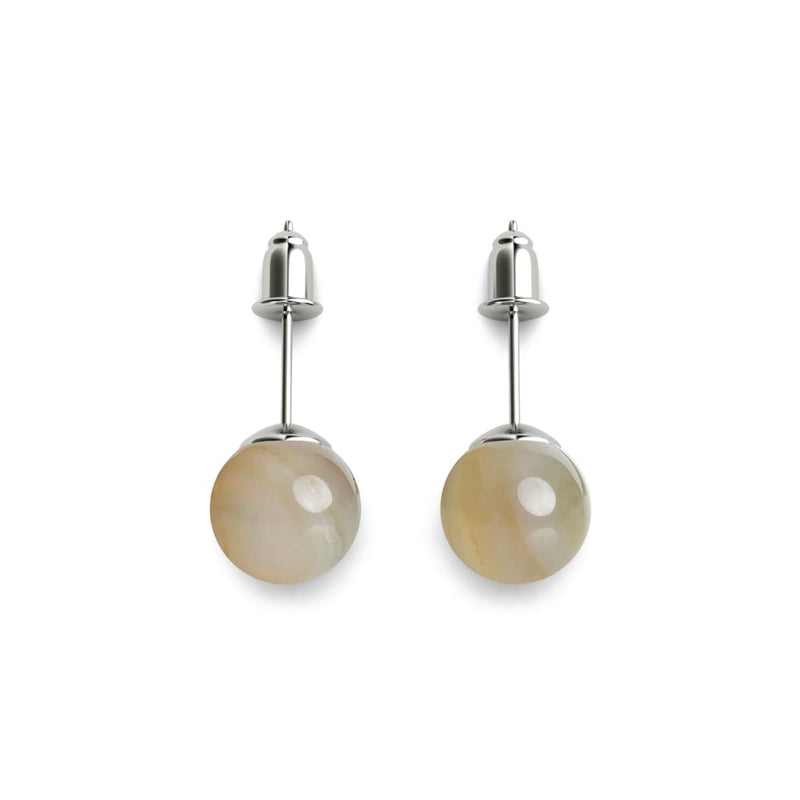 Agate Ligne Grise | Argent sterling .925 | Boucles d'Oreilles Pierres Précieuses