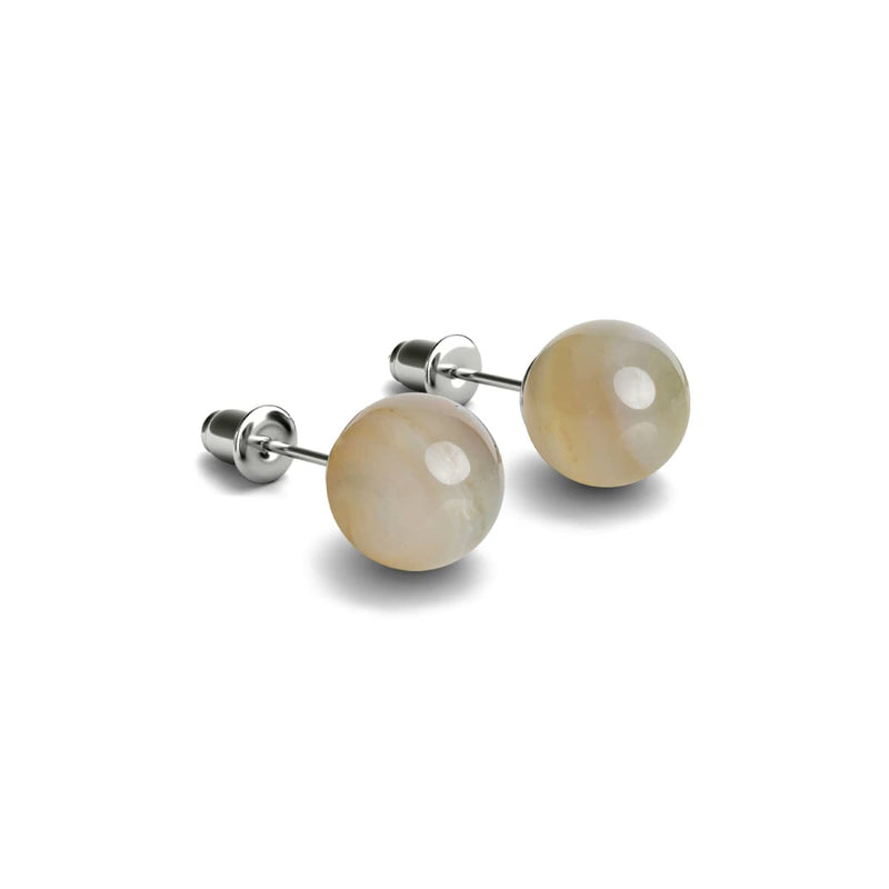 Agate Ligne Grise | Argent sterling .925 | Boucles d'Oreilles Pierres Précieuses