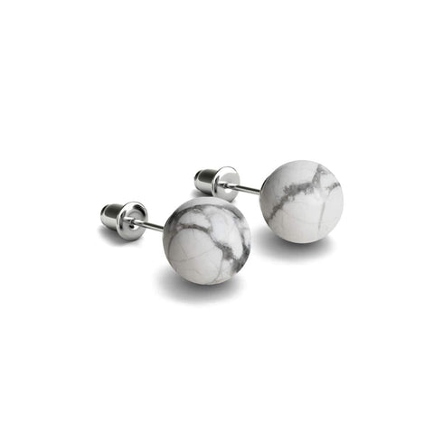 Howlite | .925 Sterling Silver | Gemstone Stud Earrings