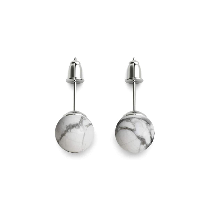 Howlite | Argent sterling .925 | Boucles d'Oreilles Pierres Précieuses