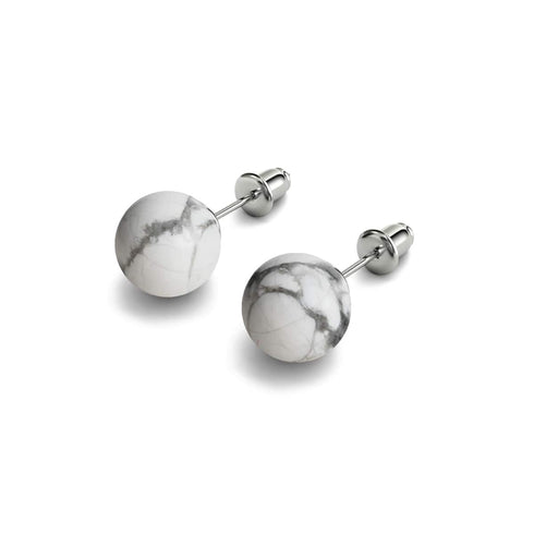 Howlite | .925 Sterling Silver | Gemstone Stud Earrings
