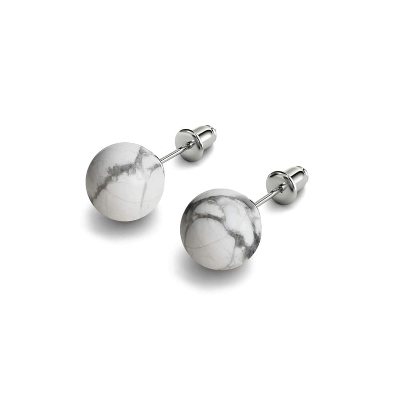 Howlite | Argent sterling .925 | Boucles d'Oreilles Pierres Précieuses