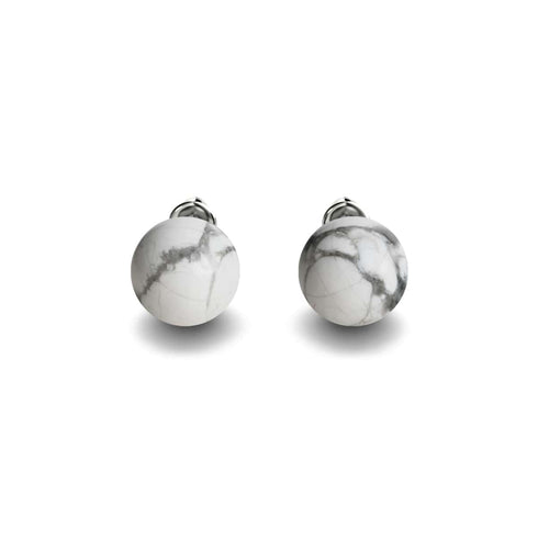 Howlite | .925 Sterling Silver | Gemstone Stud Earrings