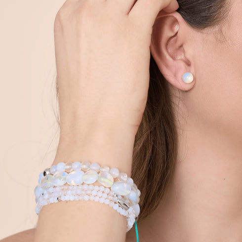 Opal Moonstone | .925 Sterling Silver | Gemstone Stud Earrings