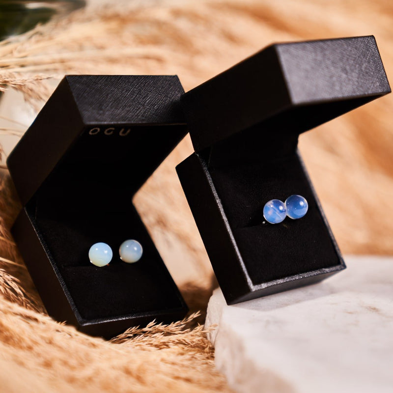Opal Moonstone | .925 Sterling Silver | Gemstone Stud Earrings