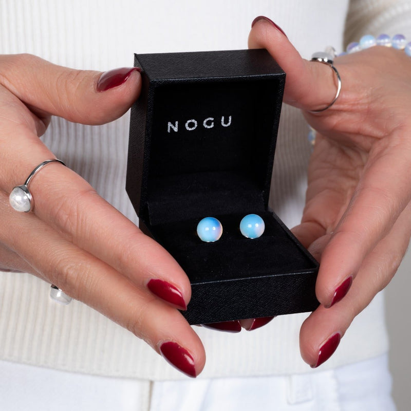 Opal Moonstone | .925 Sterling Silver | Gemstone Stud Earrings