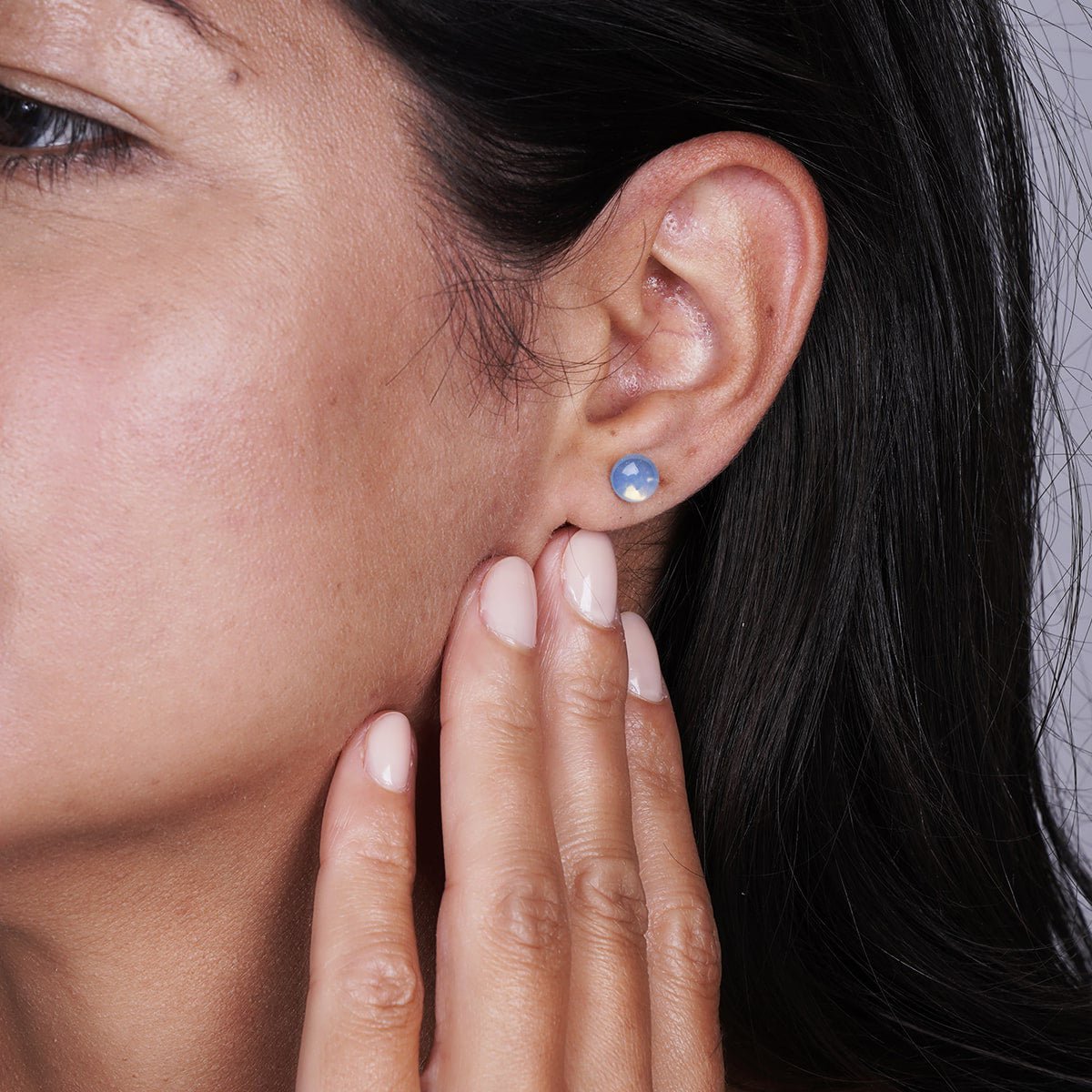 Pierre de lune opale | Argent sterling .925 | Boucles d'Oreilles Mini Pierres Précieuses