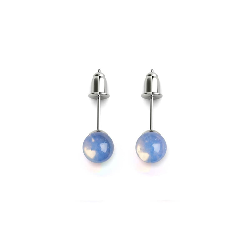 Pierre de lune opale | Argent sterling .925 | Boucles d'Oreilles Mini Pierres Précieuses