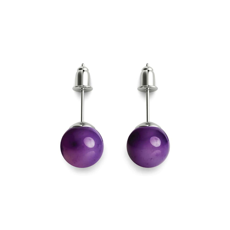 Agate à facettes ligne violette | Argent sterling .925 | Boucles d'Oreilles Pierres Précieuses