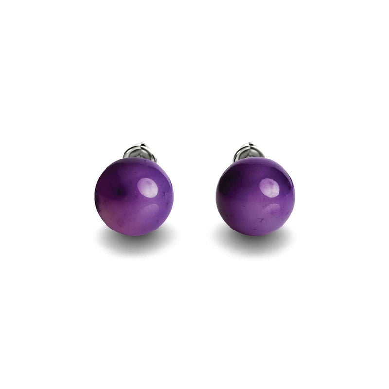 Agate à facettes ligne violette | Argent sterling .925 | Boucles d'Oreilles Pierres Précieuses