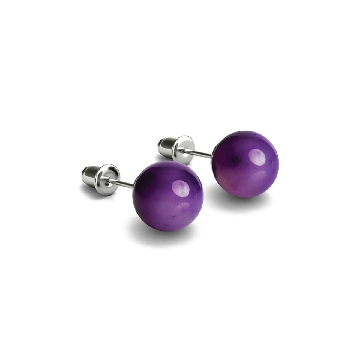 Agate à facettes ligne violette | Argent sterling .925 | Boucles d'Oreilles Pierres Précieuses