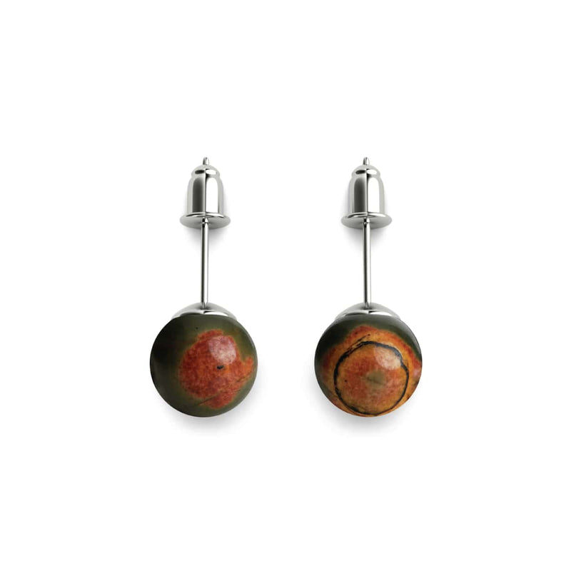 Jaspe rouge Picasso | Argent sterling .925 | Boucles d'Oreilles Pierres Précieuses