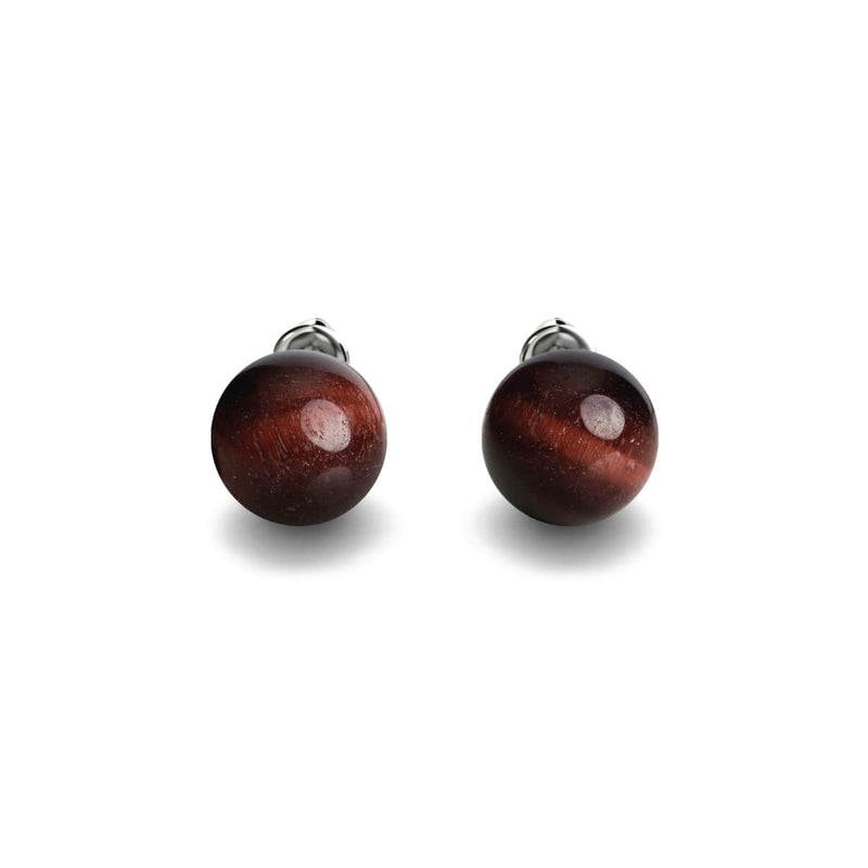 Oeil de tigre rouge | Argent sterling .925 | Boucles d'Oreilles Pierres Précieuses