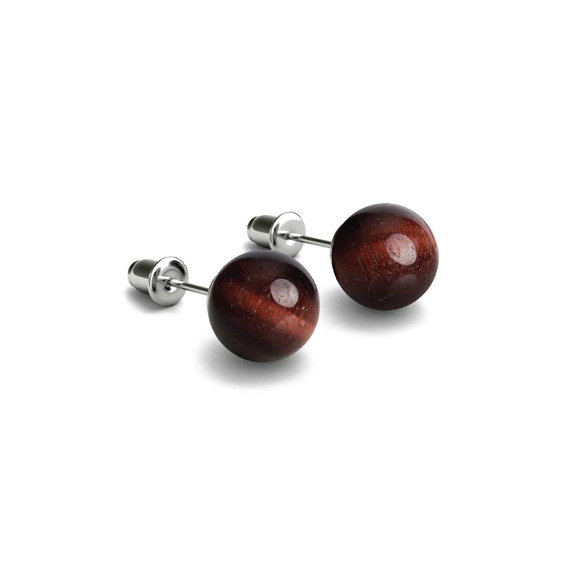 Oeil de tigre rouge | Argent sterling .925 | Boucles d'Oreilles Pierres Précieuses