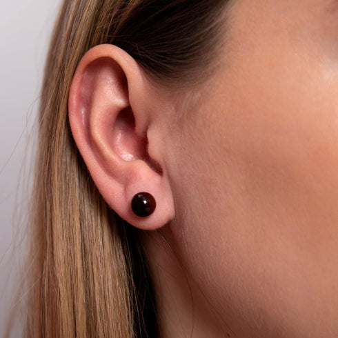 Red Tigers Eye | .925 Sterling Silver | Gemstone Stud Earrings