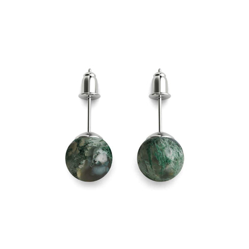 Tree Agate | .925 Sterling Silver | Gemstone Stud Earrings