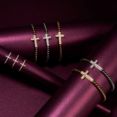 béni | Or Vermeil | Bracelet croix diamant CZ