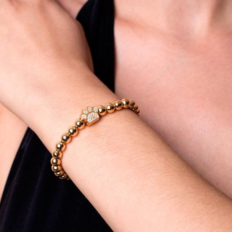 patte | Or Vermeil .925 | Bracelet imprimé chiot en diamants CZ