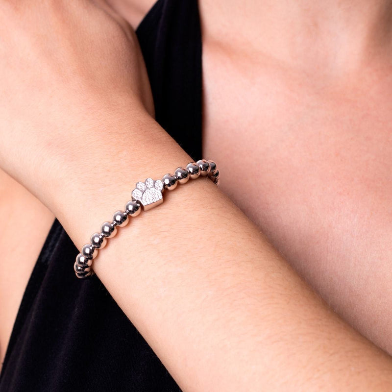 patte | Argent sterling .925 | Bracelet imprimé chiot en diamants CZ