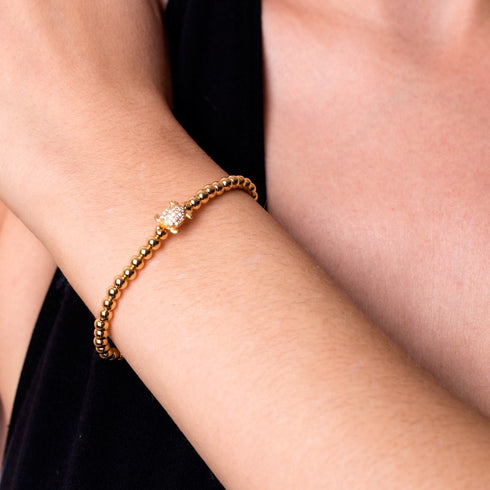 Tortue | Or Vermeil .925 | Bracelet tortue de mer diamant CZ