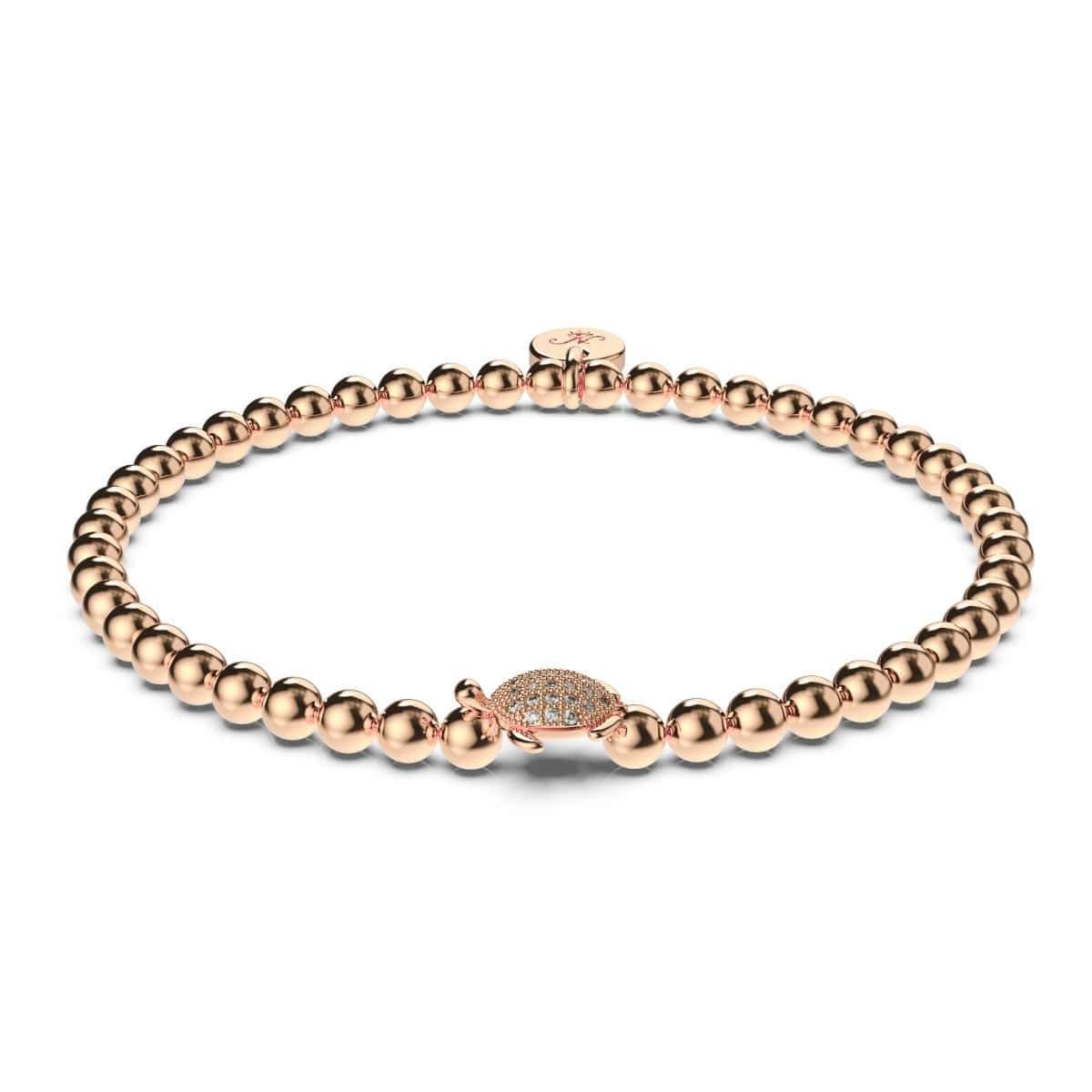 Tortue | .925 Argent Sterling Or Rose Vermeil | Bracelet tortue de mer diamant CZ