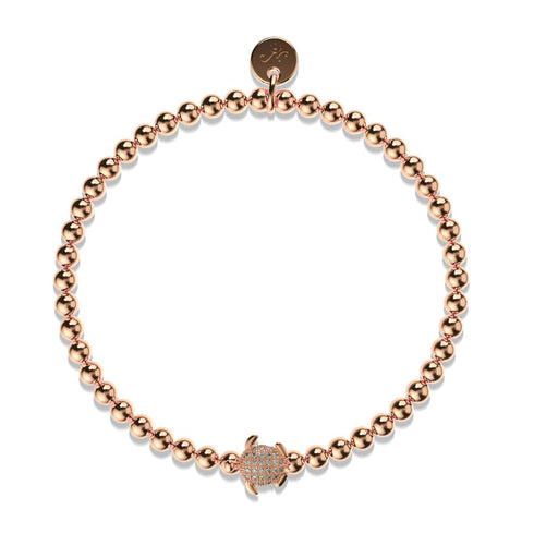 Tortue | .925 Argent Sterling Or Rose Vermeil | Bracelet tortue de mer diamant CZ