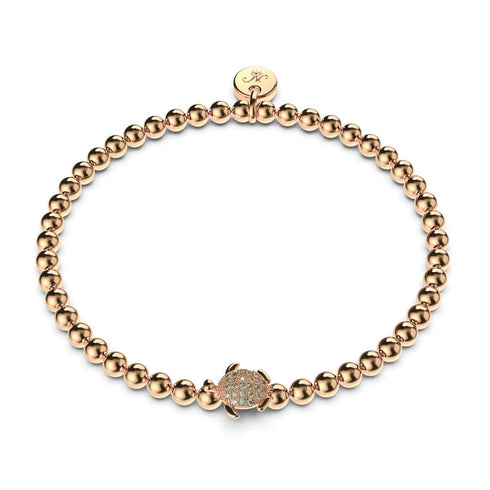 Tortue | .925 Argent Sterling Or Rose Vermeil | Bracelet tortue de mer diamant CZ