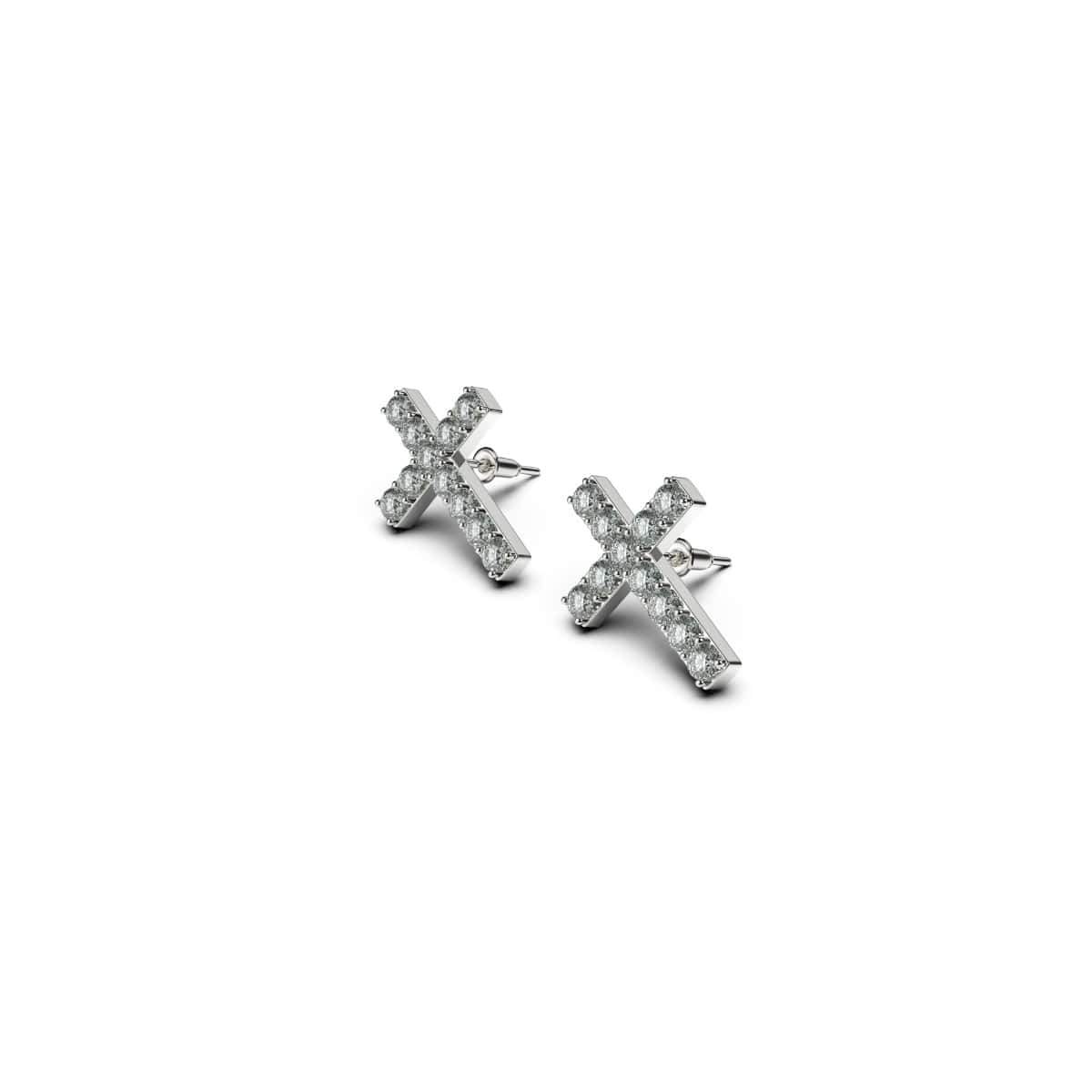 béni | Argent sterling .925 | Boucles d'oreilles croix diamant CZ