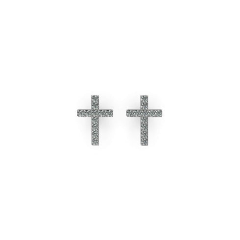 béni | Argent sterling .925 | Boucles d'oreilles croix diamant CZ