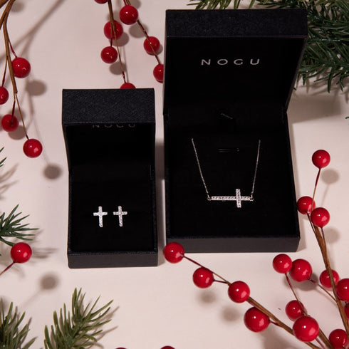 béni | Argent sterling .925 | Boucles d'oreilles croix diamant CZ