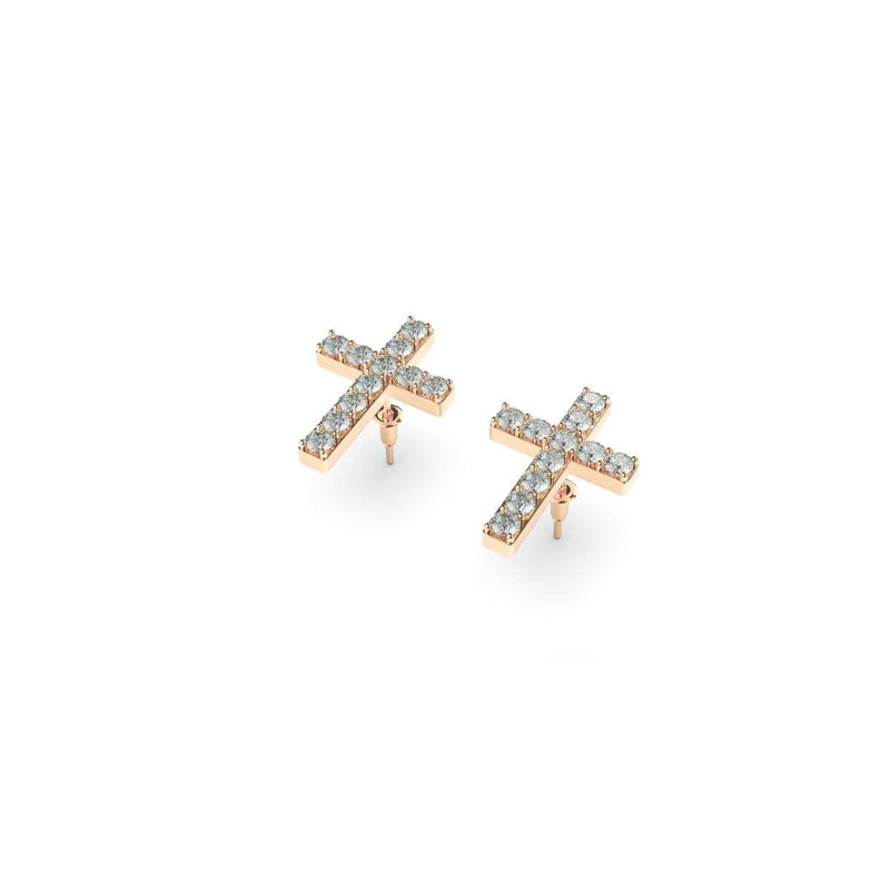 Blessed | Rose Gold Vermeil | CZ Diamond Cross Earrings