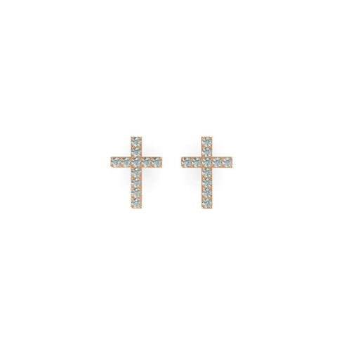 béni | Or Rose Vermeil | Boucles d'oreilles croix diamant CZ