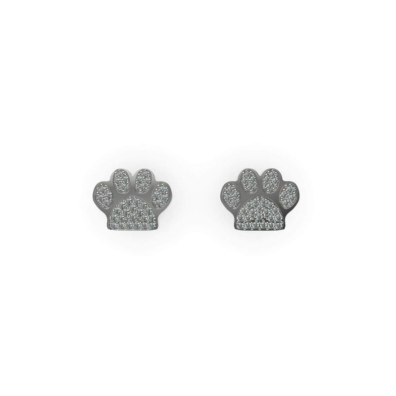 patte | Argent sterling .925 | Boucles d'oreilles à imprimé chiot avec diamants CZ