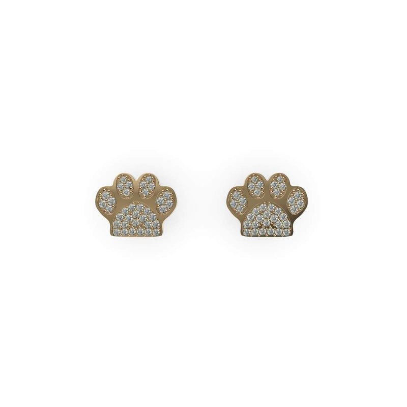 patte | Or Vermeil | Boucles d'oreilles à imprimé chiot avec diamants CZ