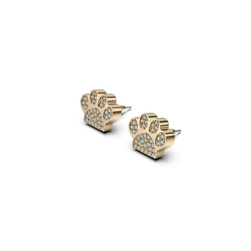 patte | Or Vermeil | Boucles d'oreilles à imprimé chiot avec diamants CZ