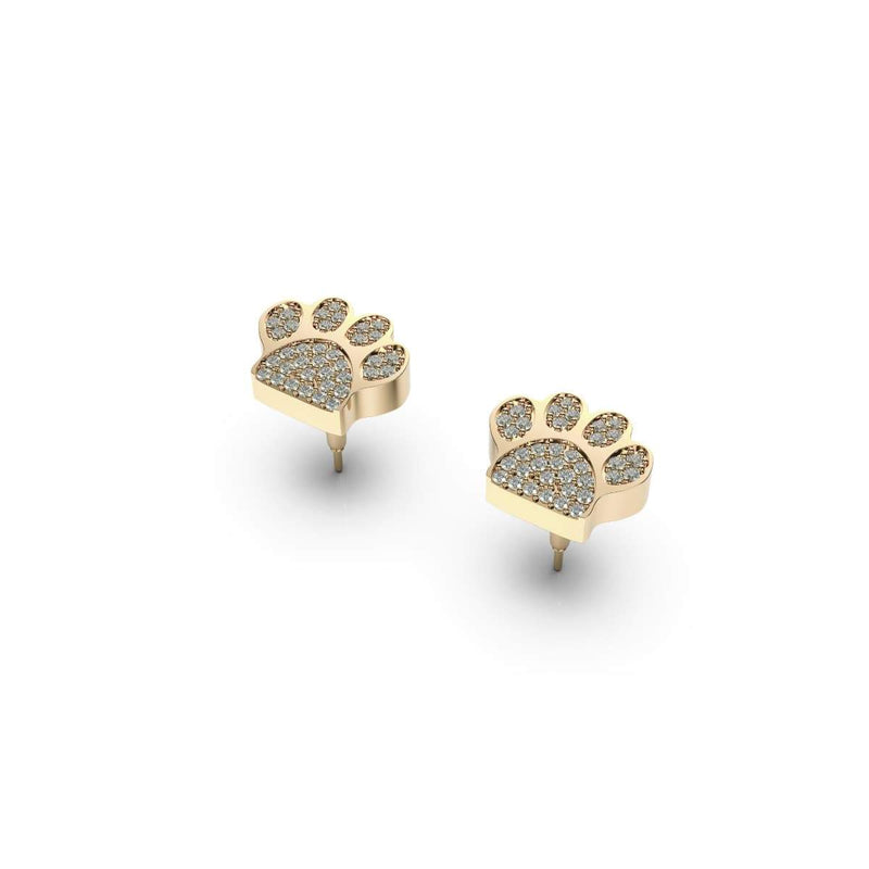 patte | Or Vermeil | Boucles d'oreilles à imprimé chiot avec diamants CZ