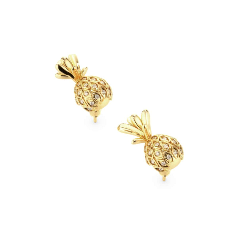 Pina Colada | Gold Vermeil | CZ Diamond Pineapple Earrings