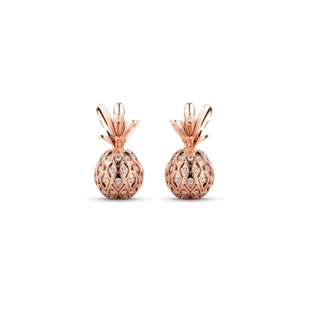 Pina colada | Or Rose Vermeil | Boucles d'oreilles ananas diamant CZ