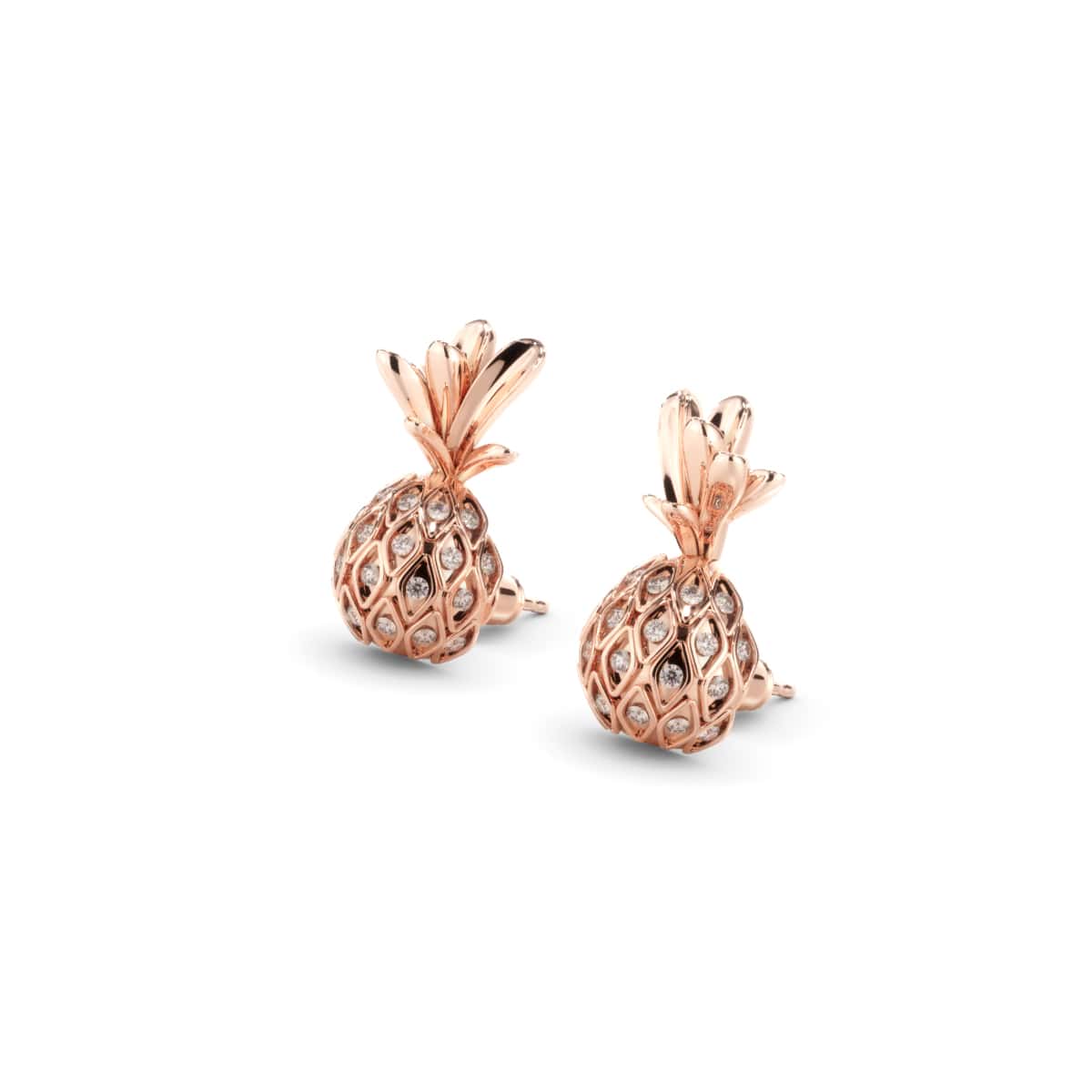 Pina colada | Or Rose Vermeil | Boucles d'oreilles ananas diamant CZ