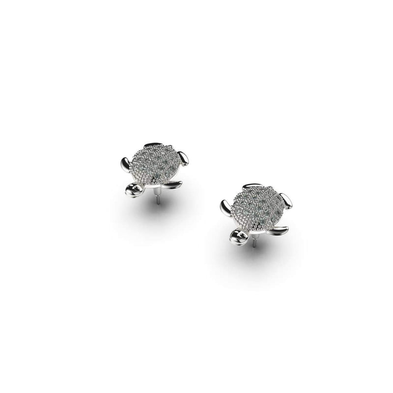 Tortue | Argent sterling .925 | Boucles d'oreilles tortue de mer diamant CZ