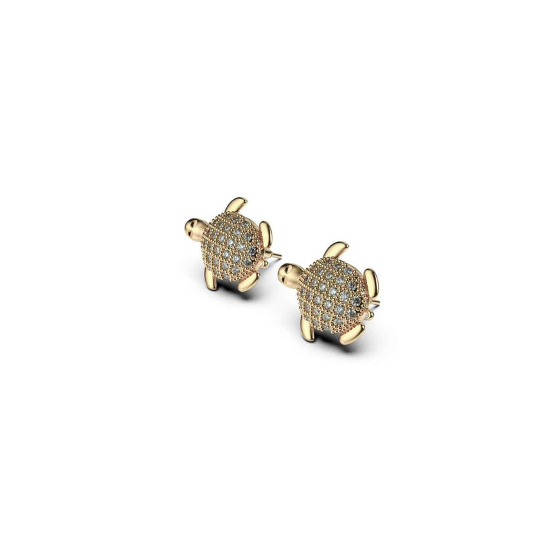 Tortue | Or Vermeil | Boucles d'oreilles tortue de mer diamant CZ