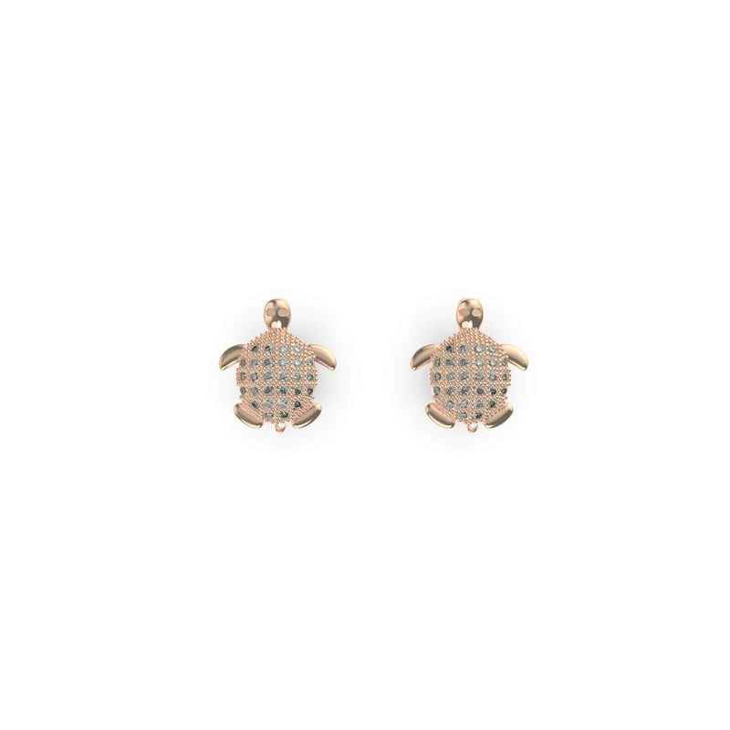 Tortuga | Rose Gold Vermeil | CZ Diamond Sea Turtle Earrings