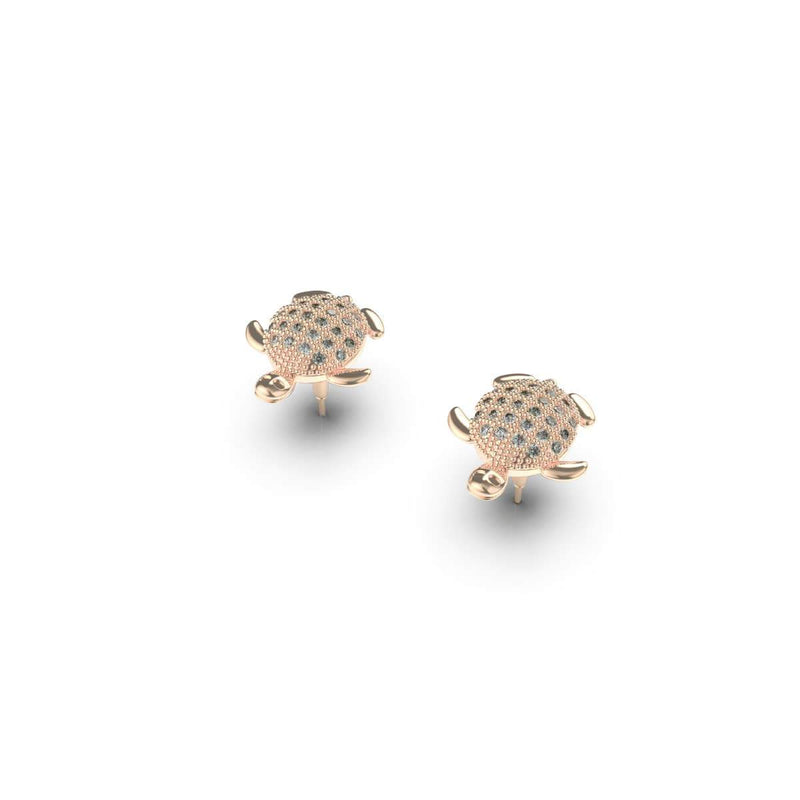Tortuga | Rose Gold Vermeil | CZ Diamond Sea Turtle Earrings